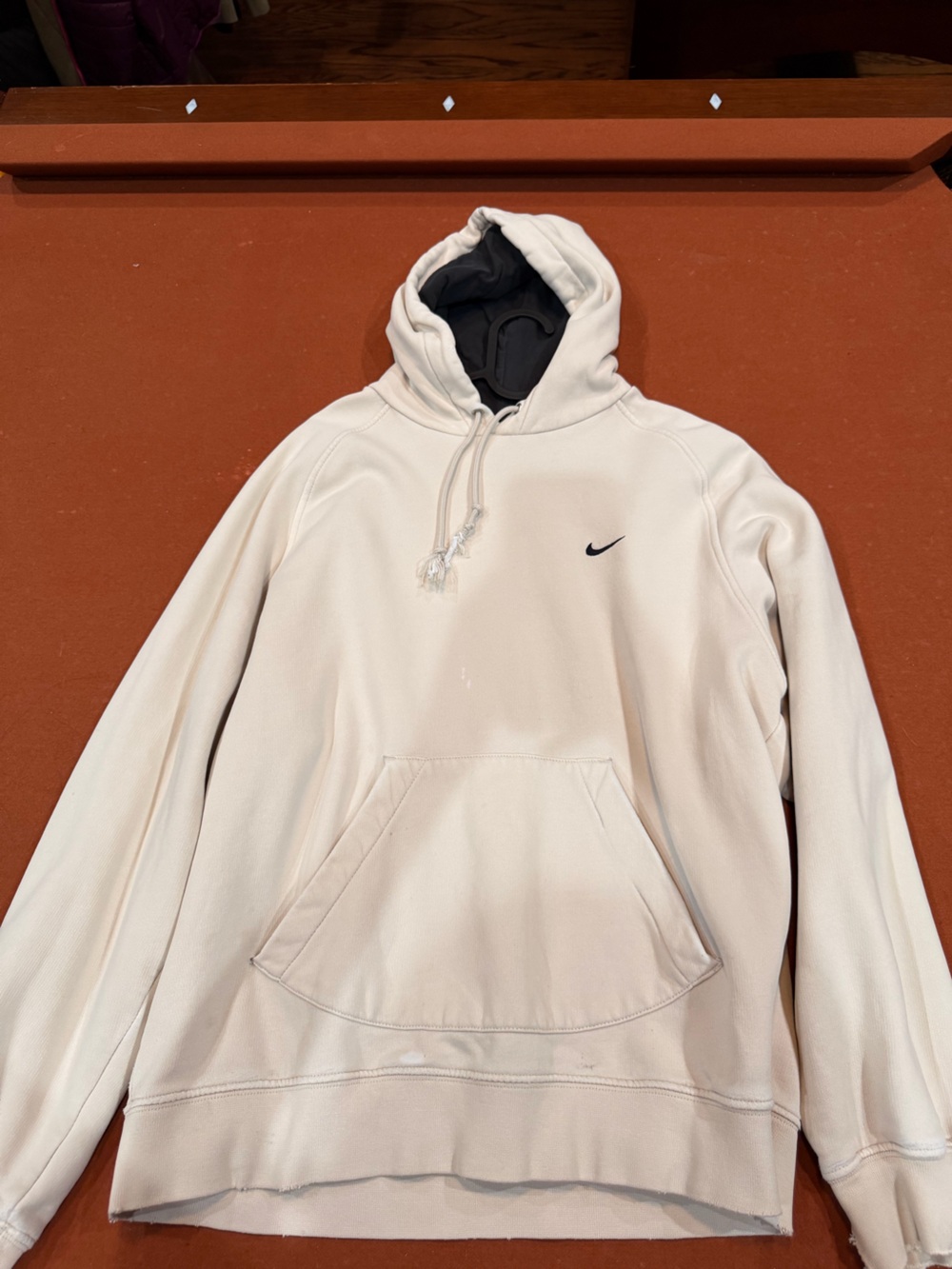 Nike Cream Hoodie with Black Swoosh Light stains can be washed out